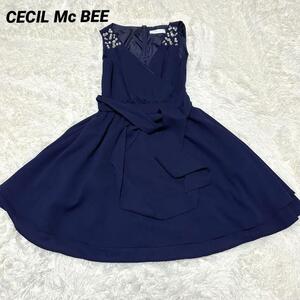 630【セシルマクビー】/CECIL Mc BEE/ワンピース/ドレス/ネイビー/M/レディース/女性/装飾/紺