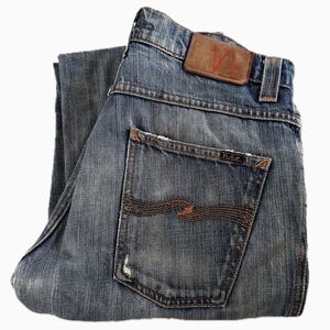 Nudie JeAns co W31 L32 デニムジーンズ　ダメージデニム　ブルー