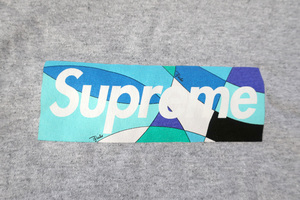 (M)Supreme Emilio Pucci Box Logo TeeシュプリームエミリオプッチボックスロゴTシャツ グレー/青