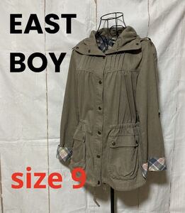 EAST BOY イーストボーイ ジャケット モッズコート マウンテンパーカー コート 長袖 チェック (used、状態普通使用感)サイズ9、カーキ