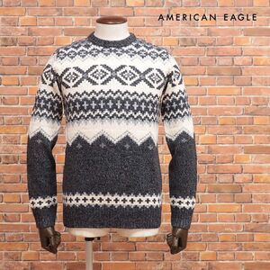 1円/秋冬/AMERICAN EAGLE/XSサイズ/ジャガード ニット 1142-1821 あたたか 幾何学 ノルディック調 レトロ 新品/ベージュ/jb162/