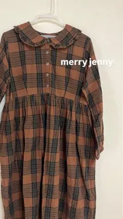 merry jenny チェック柄 長袖 膝丈ワンピース