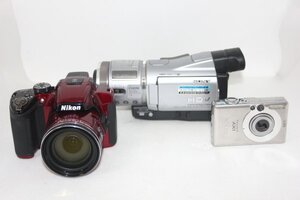 【カメラ2台＋ビデオカメラ1台まとめ売り】Nikon P510・Canon IXY 50・SONY HDR-HC1 #0093-677