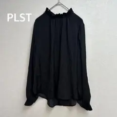 ✨ PLST プラステ ポリエステル100 シフォンブラウス フリルネック 黒