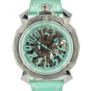 GAGAMILANO ガガミラノ 8060.CY.02 自動巻き 稼働品 ミントグリーン×シルバー クリスタル W1029QUTFP