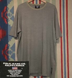 90s POLO JEANS ポロジーンズ ビンテージ ボーダー 半袖 Tシャツ US -L サイズ //