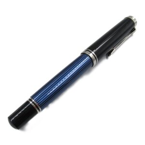 ペリカン スーベレーンM805ブルーストライプ 万年筆 ブランドオフ Pelikan K18WG（ホワイトゴールド） 万年筆 中古 メンズ レディース