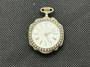 天然真珠 七宝焼き 古い時代の懐中時計（動作品）アンティーク(Antique pocket watch）★同梱可　No.1121