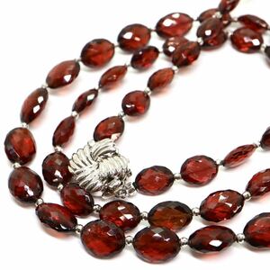 《K14WG 天然ガーネットネックレス》J 約34.0g 約65cm garnet necklace ジュエリー jewelry EA9/EB0