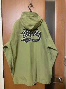 激レア アーカイブ『STUSSY』80s黒タグ USA製ストックロゴ WORLD TRIBEナイロンフーテッドコート ステューシー VINTAGE ヴィンテージ 古着