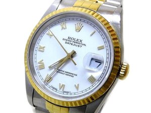 ロレックス 16233 L品番 Cal:3135 メンズ 時計 デイトジャスト ☆ SS K18 コンビ ホワイト文字盤 □ 自動巻き ROLEX 6I6J