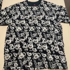 シュプリーム　supreme ハート　総柄　Tシャツ　L ブラック