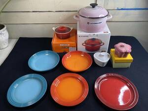 美品 一部未使用品 Le Creuset ルクルーゼ 9点セット/テリーヌロンド 耐熱プレート 両手鍋 ココット（管理ID：4169）