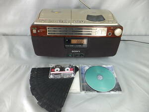 ♪ SONY CD RADIO CASSETTE CFD-A100TV ソニーＣＤラジカセ 05年製 動確用音楽ＣＤ＆本器録音済み120分テープ付属※中古動作保存状態良好品