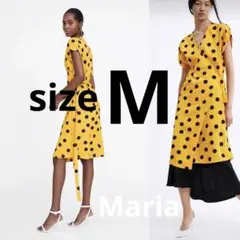 ZARA ドット柄カシュクールロングワンピース　M