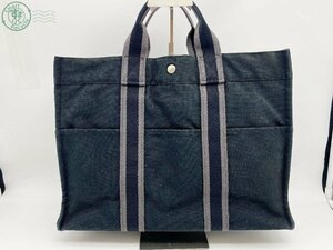 2406601539　□ HERMES エルメス フールトゥMM トートバッグ ビジネスバッグ ブラック 黒 金具 キャンバス 中古 レディース メンズ