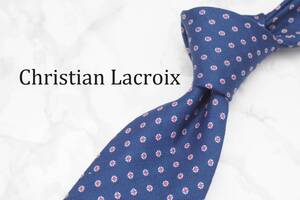 【美品】Christian Lacroix クリスチャンラクロア A-290 ネイビー ブランド ネクタイ 良品 古着 卸 USED オールド SILK