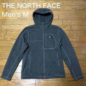 【送料無料】THE NORTH FACE裏起毛ジップアップニットパーカー　ダークグレー　メンズMサイズ　ザノースフェイス