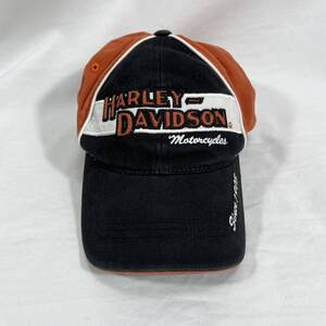 ■ 小さめサイズ HARLEY DAVIDSON ハーレーダビッドソン 刺繍ロゴ 切り替えし レーシング キャップ 古着 サイズXS アメカジ バイク ■