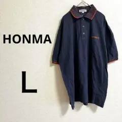 HONMA ホンマゴルフ　ポロシャツ　紺　Ｌ　ゴルフウェア　綿100% 日本製