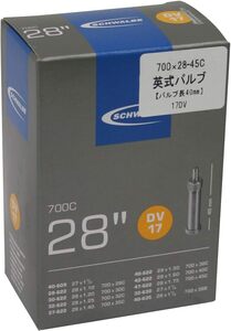 【正規品】 シュワルベ(SCHWALBE) 700×28/45C用チューブ 英式 40㎜バルブ 17DV