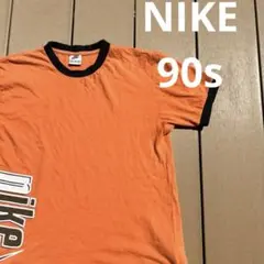 XL 90s NIKE リンガーシャツ　オレンジ　黒