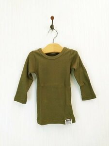 in0275 ○送料無料 新品 AMPERSAND アンパサンド キッズ インナー 長袖 Tシャツ サイズ90~100cm カーキ 無地 リブ 綿100% 男女兼用 肌着