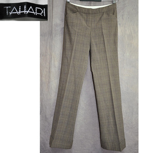 [結衣]165-24D006☆ハワイ購入☆TAHARI タハリ 26400円 格子柄パンツ 茶