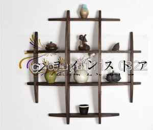 高品質 ★実用 日式 茶碗ラック 茶器展示棚 ソリッド・ウッド 茶道 置物台 材質 桐の木 モダン 茶具収納棚 壁掛け