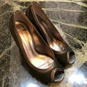 【美品】DIANE von FURSTENBERG★ダイアンフォンファステンバーグ ハラコパンプス 深緑 モスグリーン 5Mサイズ 22.5cm相当