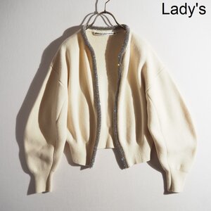 M9193P　▼alexander wang アレキサンダーワン▼　22AW Crystal-Trim Cardigan クリスタルトリム ニットカーディガン ホワイト 秋冬 rb mks