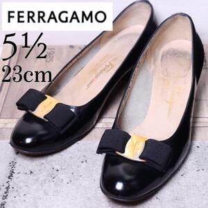 Ferragamo フェラガモ 23 ヴァラリボン レザー パンプス ブラック