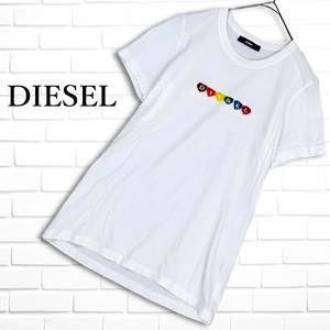 ◆良品 送料無料◆ DIESEL ディーゼル ロゴ デザイン 半袖 Ｔシャツ カットソー 白 ホワイト レディース XS　0964I