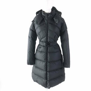 美品★MONCLER モンクレール 20-21AW AGOT アゴット フード・ベルト・デカロゴワッペン付 ZIP UP ダウンコート 黒 0 正規品 レディース