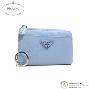 プラダ （PRADA） サフィアーノ トライアングルロゴ キーケース キーリング カードホルダー付き コインケース 1PP122 CELESTE（中古）