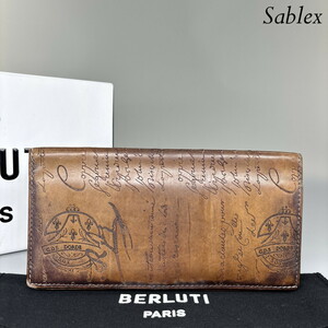 1円【極美品】Berluti ベルルッティ カリグラフィー イタウバ ロングウォレット 長財布 札入れ ブラウン メンズ 財布 