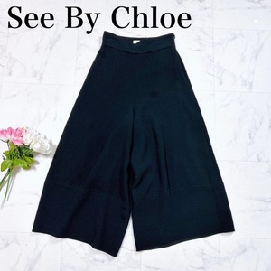 ● See By Chloe シーバイクロエ ガウチョパンツ ガウチョ パンツ 無地 黒 ブラック サイズ 34 XS レディース