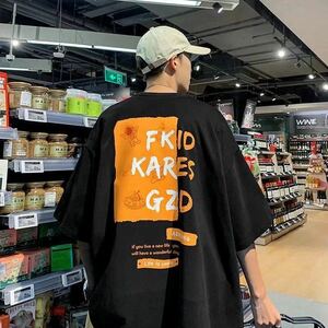 メンズTシャツ ティーシャツ 韓国 半袖 丸首 大きいサイズ オーバーサイズ 英文字 夏 メンズファッション かっこいいJUAS002(2色S-3XL)