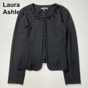 Laura Ashley ローラアシュレイ ノーカラージャケット ビジュー ブラック 7 S レディース B42416-68