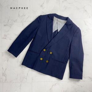 美品 MACPHEE マカフィー ウール・モヘヤ混 ゴールドボタンダブルジャケット 背抜き レディース 紺 ネイビー サイズ38*RC712