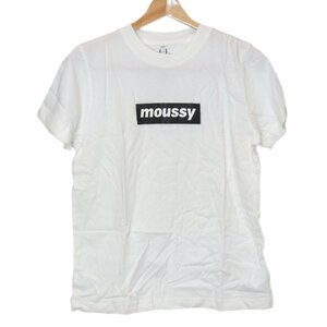 【中古】 MOUSSY Tシャツ 半袖 ホワイト コットン100％ フリーサイズ 肩幅40×着丈62×身幅49×袖丈19×裄丈40(cm) NT Bランク