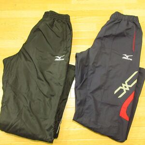 ◎使用少なめ！2XL 2本セット！MIZUNO ミズノ◆厚手ナイロンパンツ 裏起毛 防寒 暖パン スポーツ 秋冬！◆メンズ 黒 まとめ売り◆CA0503