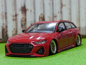 ★1/64トミカサイズ　アウディＲＳ６改深リム、ローダウン、★他にも色々出品中!　