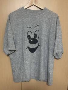 Disney ディズニー mickey mouse ミッキーマウス パロディ ブート Tシャツ 半袖 ヴィンテージ グレー 霜降り