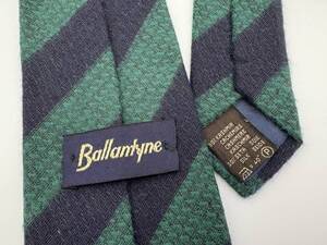 【新品未使用】BALLANTYNEバランタイン★3万5千円カシミヤ80%/シルク20%ネクタイ【グリーン×ネイビーレジメンタル】