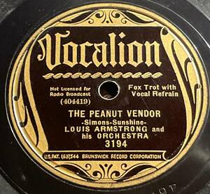 Vocalion Records LOUIS ARMSTRONG and his ORCHESTRA・ THE PEANUT VENDOR / MUGGLES SP盤/78レコード