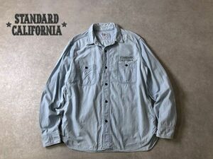 STANDARD CALIFORNIA●ロゴプリント シャンブレー ワーク シャツ●スタンダードカリフォルニア