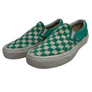 G007 VANS バンズ 男女兼用 スリッポン スニーカー US6 約 23cm ライトグリーン ホワイト キャンバス