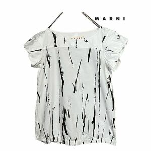 ★パフスリーブ★ MARNI 半袖ブラウス 42(M〜L相当) 総柄 レディース ネコポス可 クリーニング プレス済み マルニ 古着 USED sn97