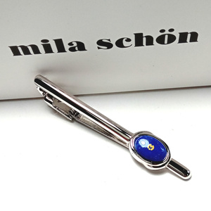 【mst51】新品　mila schon　ミラショーン　タイバー　ネクタイピン　シルバー×ブルー　青　ラピスラズリ　ソーダ石　半貴石の瑠璃　